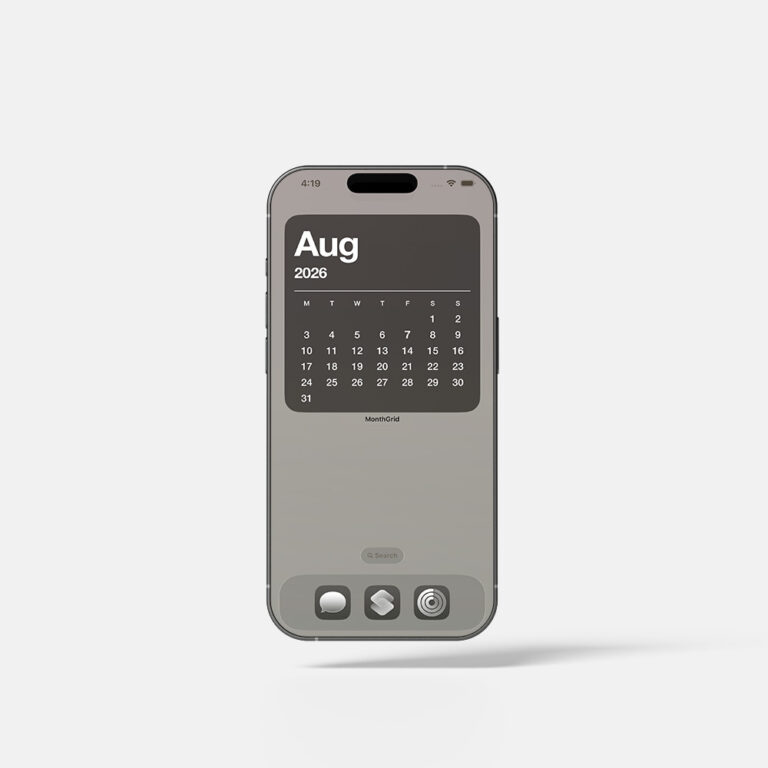 Screenshot of the MonthGrid app showing the small calendar widget option.